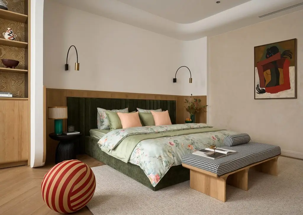 ốp vách đầu giường bằng ván gỗ HDF