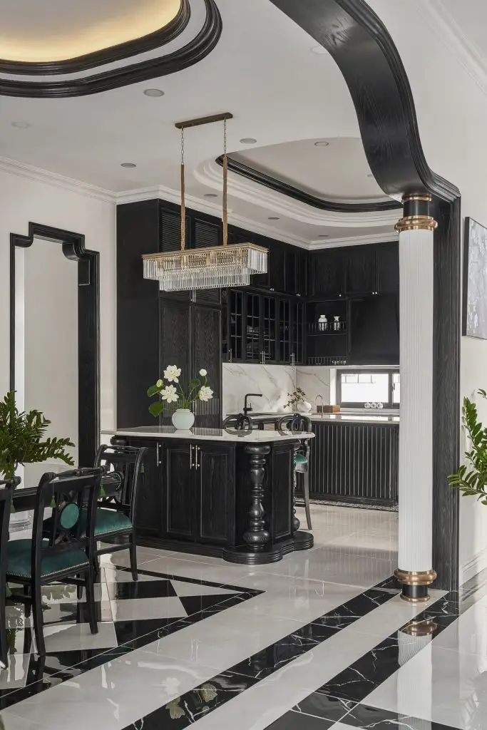 bàn đảo bếp phong cách tân cổ điển