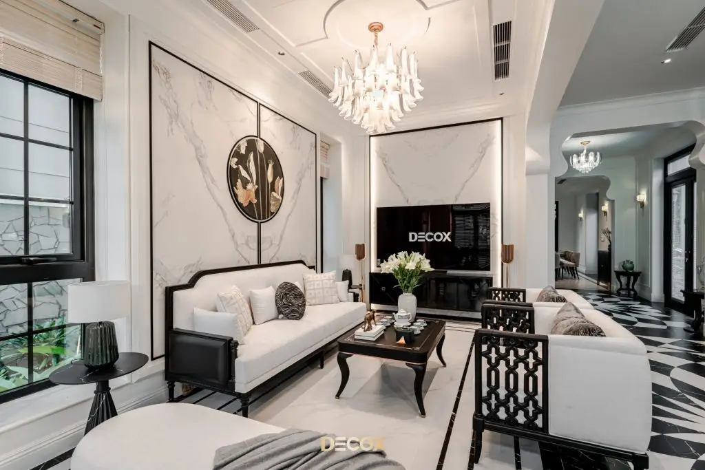 đá trắng vân mây ốp tường và lát sàn nhà