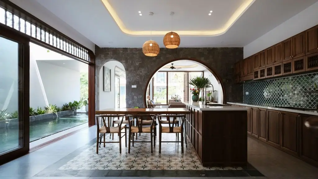 gạch mosaic vảy cá ốp tường bếp