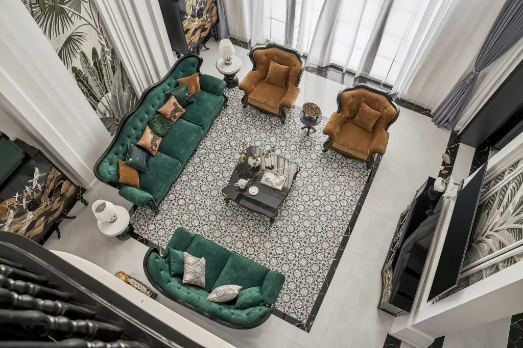 gạch mosaic lát nền phòng khách