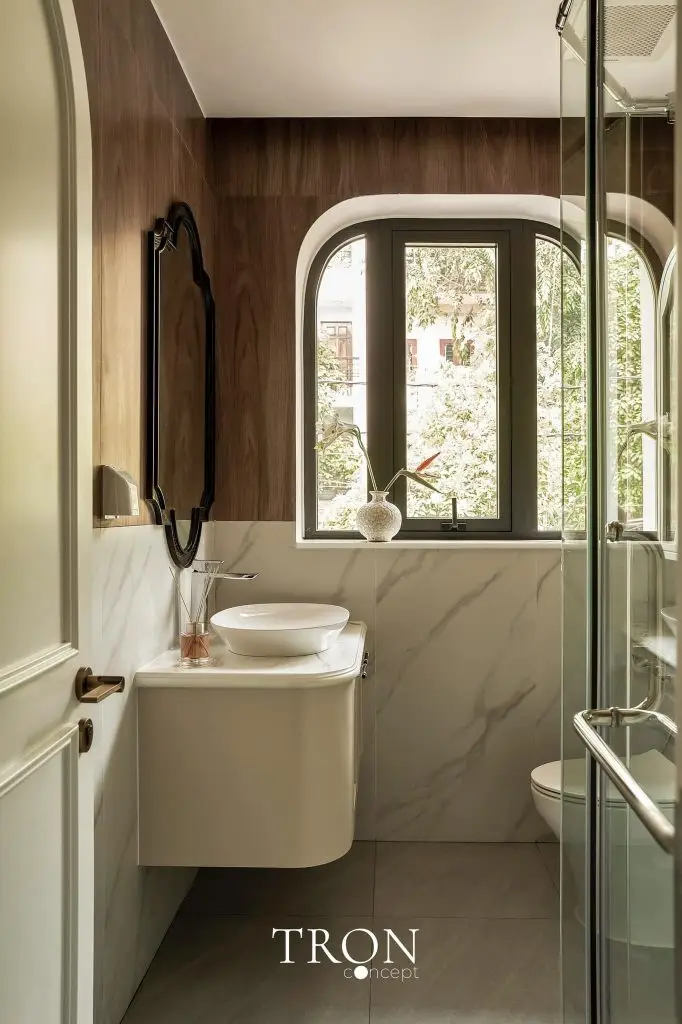 Gạch travertine ốp tường phòng tắm