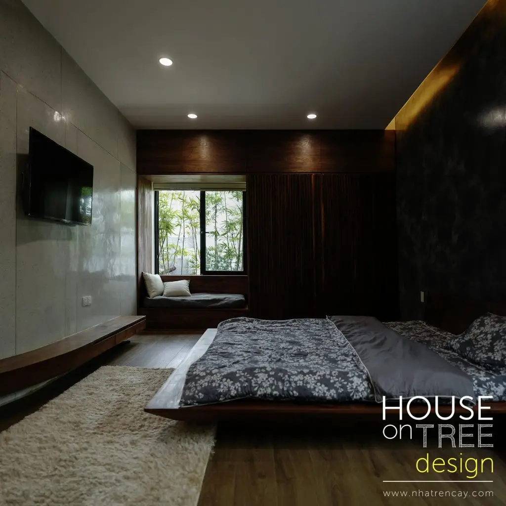 nội thất gỗ óc chó trong phòng ngủ