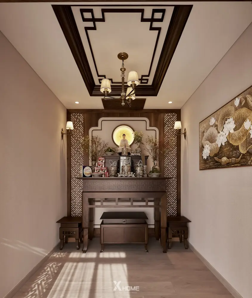 len chân tường phòng thờ