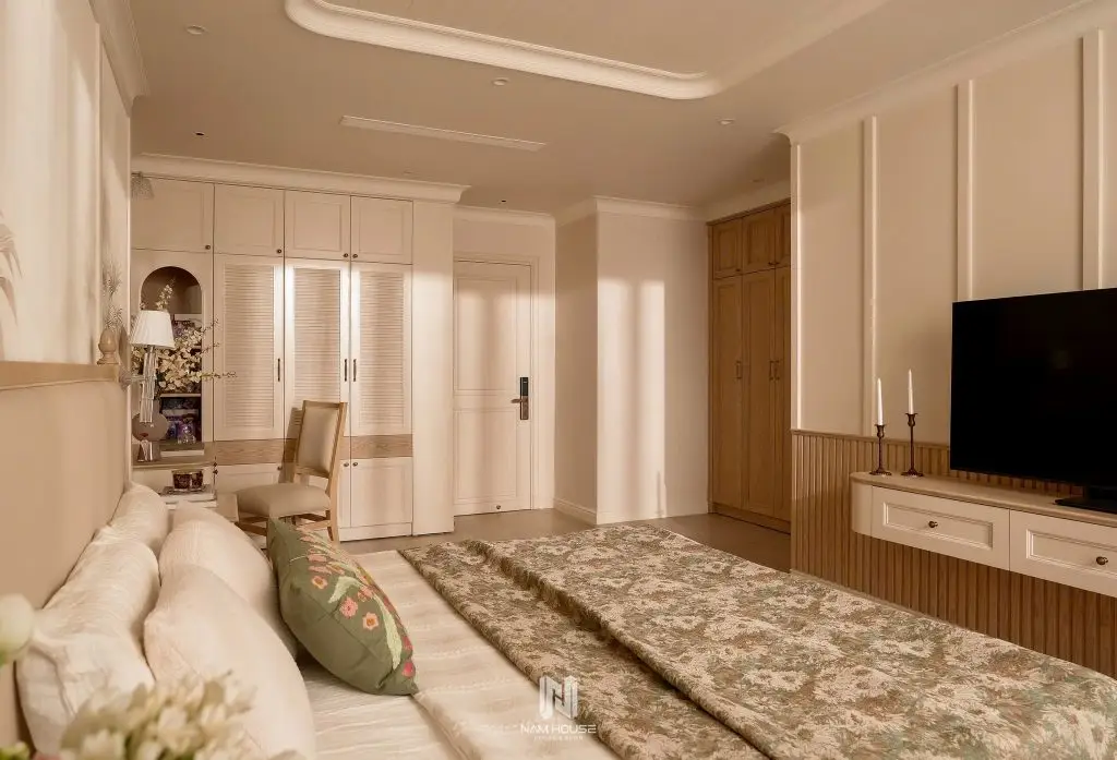 tủ quần áo gỗ công nghiệp phong cách tân cổ điển