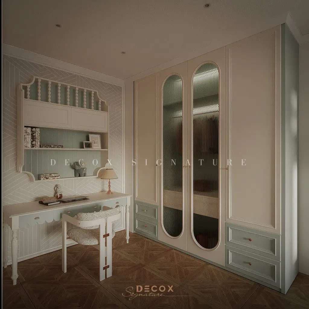 tủ quần áo gỗ công nghiệp tân cổ điển sang trọng