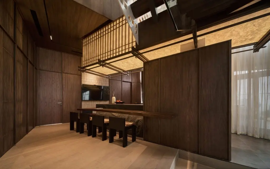 Vách ngăn gỗ veneer óc chó