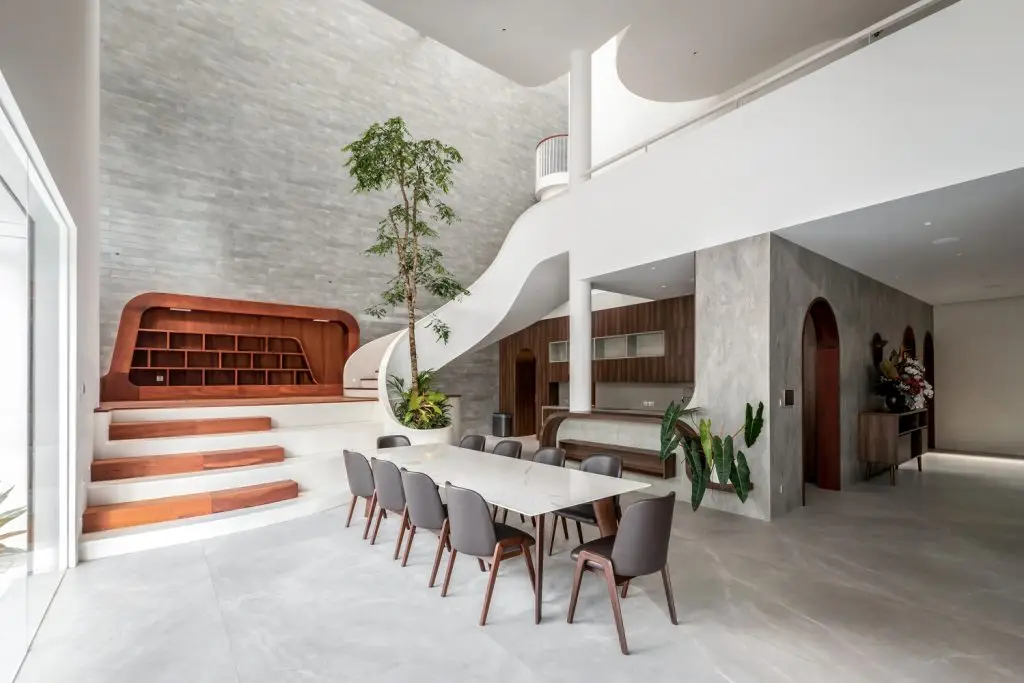 bậc tam cấp đá mài granito hiện đại