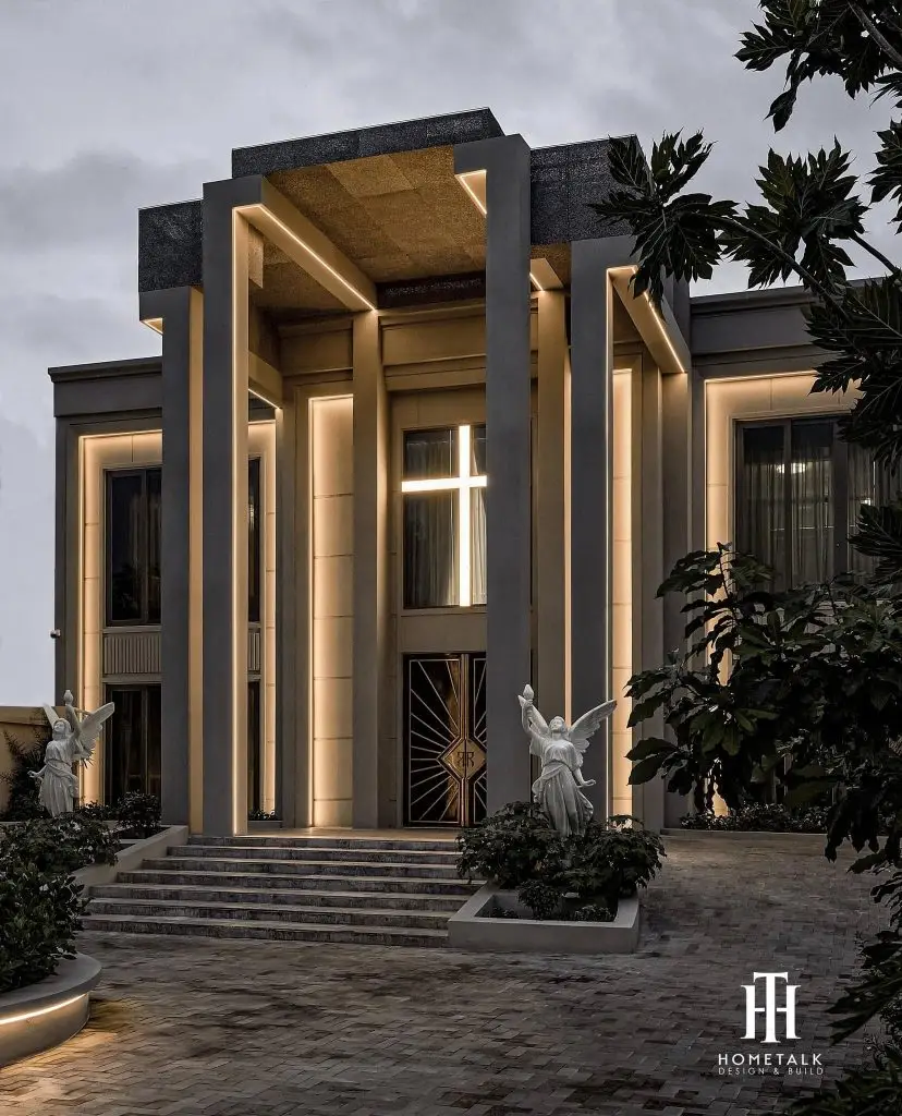 bậc tam cấp đá travertine mộc mạc