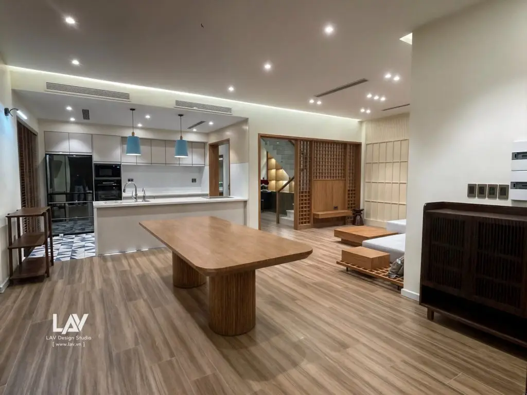 cách bố trí phòng bếp không giản mở