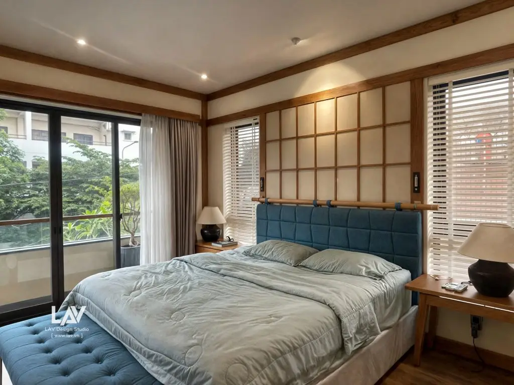 cửa chớp nhôm phòng ngủ tối giản