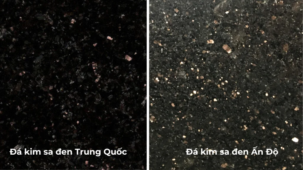 Phân biệt đá kim sa đen Ấn và Trung